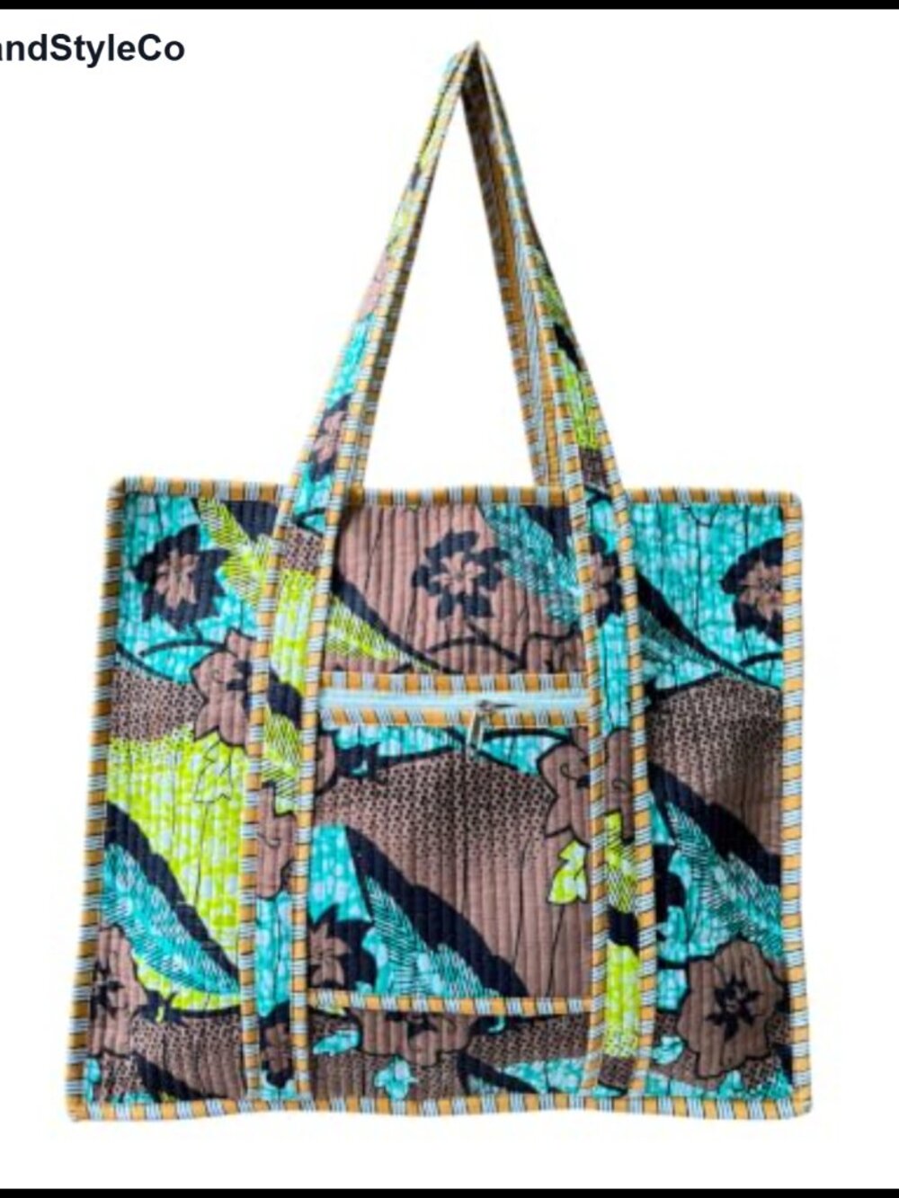 Handmade Quilted Cotton Tote Bag Large Zipper Travel Beach Shoulder Bag